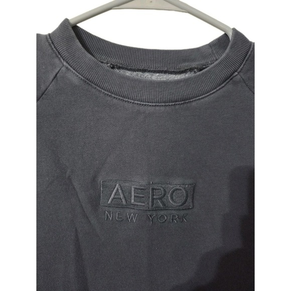 Aeropostale Men's Crewneck Sweatshirt Embroidered Logo, Slate Gray, Small - Picture 2 of 3